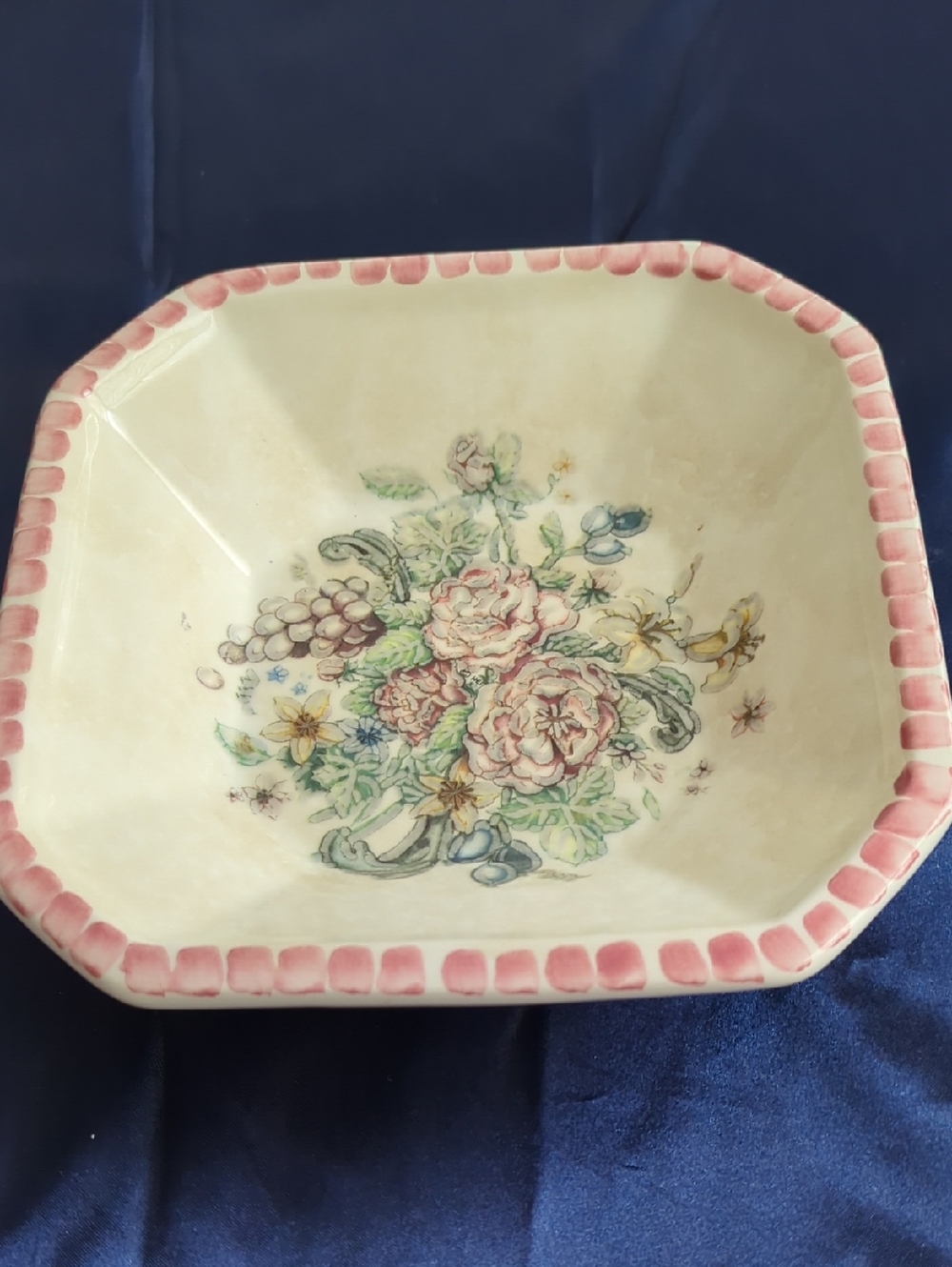 Vintage Himark Italian Ceramic Rose Floral Square Serving Dish